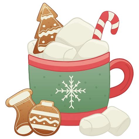 Premium Vector | Christmas Clipart Illustration of Hot Chocolate with Marshmallow