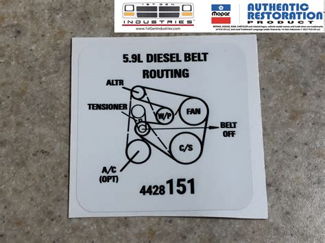 1989-1993 Cummins Serpentine Belt Install Instructions Mopar PN 4428151 - 1st Gen Industries