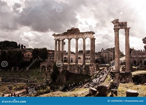 View of the Ancient Ruins Near Colosseum in Rome, Italy Stock Image ...