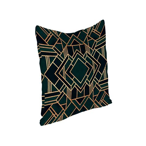 Green & Gold Geometric Pillow Covers Art Deco Cushion Covers - Etsy UK | Geometric pillow covers ...