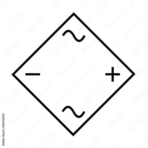 diode bridge rectifier symbol - electronic symbol with black color ...