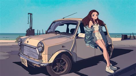 Loreley Anime Leaning On Car Wallpaper,HD Anime Wallpapers,4k ...