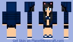 y;. Dark Blue Cat Girl .;y- :'_ Minecraft Skin