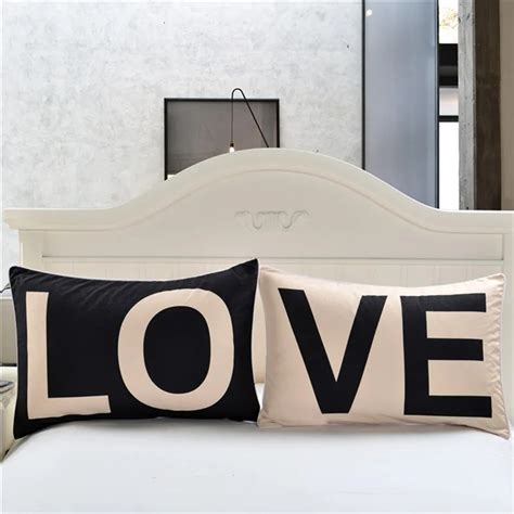 Enipate 2 PCS LOVE Pillow Cases Couple Pillowcases Personalized Pillow Cover for Anniversary ...