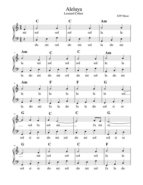 Aleluya Piano (Solo) Sheet music for Piano (Solo) | Musescore.com