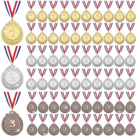 Buy 63 Pieces Gold Silver Bronze Award Medals, Metal Winner Award Medals with Neck Ribbon, 1st ...