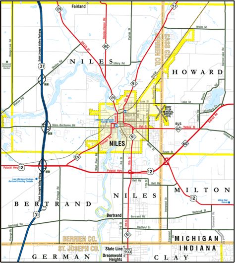 Michigan Highways: Maps: Niles Area Trunklines, 2010-