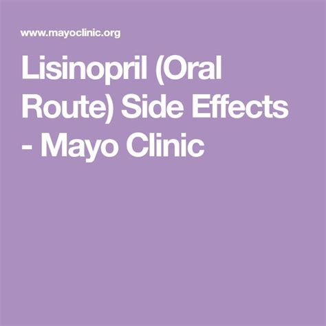 Lisinopril (Oral Route) Side Effects - Mayo Clinic | Lisinopril, Side ...