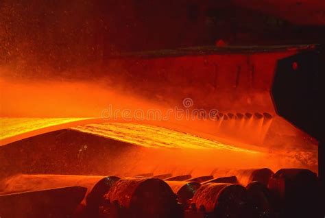 Steel Slab Hot-rolled Steel Process in Steel Industry Stock Photo ...