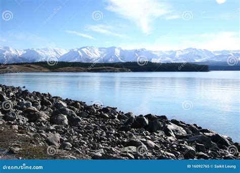 Lake Tekapo in Winter stock image. Image of mirror, background - 16092765