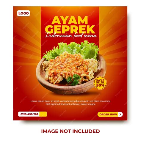 Premium Vector | Ayam geprek indonesian food menu banner design template