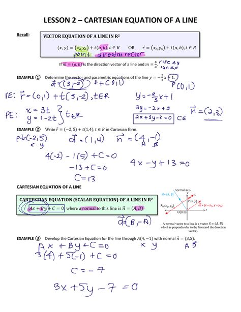 Lesson 2 and 3 - Cartesian Equation of a Line Solutions - LESSON 2 ...