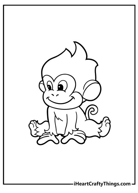 Cute Monkey Printable Coloring Pages