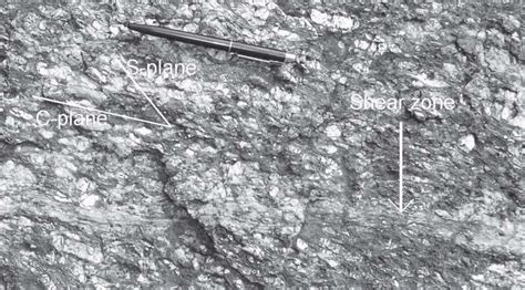 Centimetre-thick shear zone in porphyritic granitoid, Raghunathpur... | Download Scientific Diagram