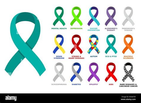 Different colored awareness ribbon collection. Set of colorful ...