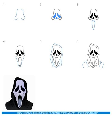 How to Draw a Scream Mask or Ghostface from SCREAM - Step by Step Easy ...