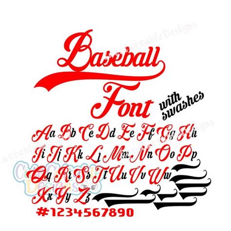 Baseball Font SVG Eps Dxf SIlhouette Numbers Cut file for