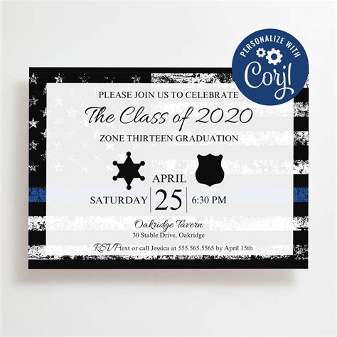 Academy Police Graduation Invitation Template Print Your Own - Etsy