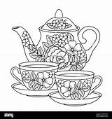 Teapots And Teacups Coloring Pages Adult Sketch Page sketch template
