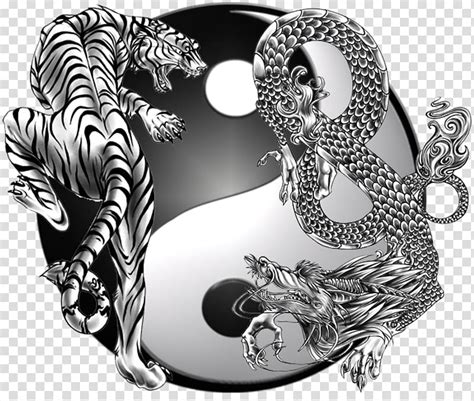 Tiger and dragon yin yang , Yin and yang Chinese dragon Fire Symbol, tiger woods transparent ...