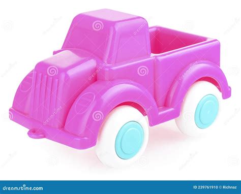 A Pink Plastic Toy Truck on a White Background. Safe Toy for Children Stock Photo - Image of ...