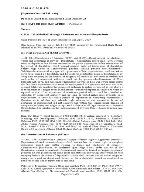 Analysis of the Repatriation of a Civil Servant from Deputation Before Completion of the ...