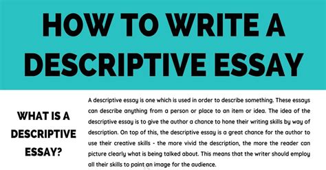 Descriptive Essay: Definition, Examples & Tips for Writing a Descriptive Essay • 7ESL