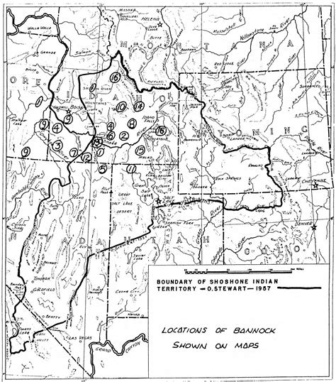 Boundary of Shoshone Indian Territory, showing the locations of the ...