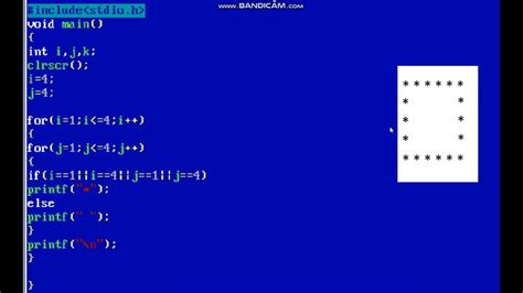 hollow square pattern in c | pattern problem in c programming | pattern program in c - YouTube