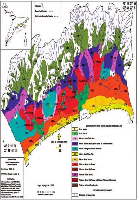 Map containing the quaternary units of the coastal plain and location ...