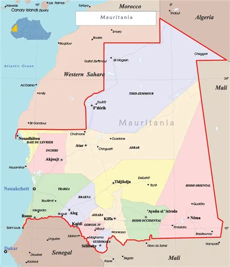 Mauritania Political Map - MapSof.net