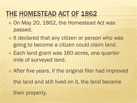 PPT - The Homestead Act PowerPoint Presentation, free download - ID:2116131