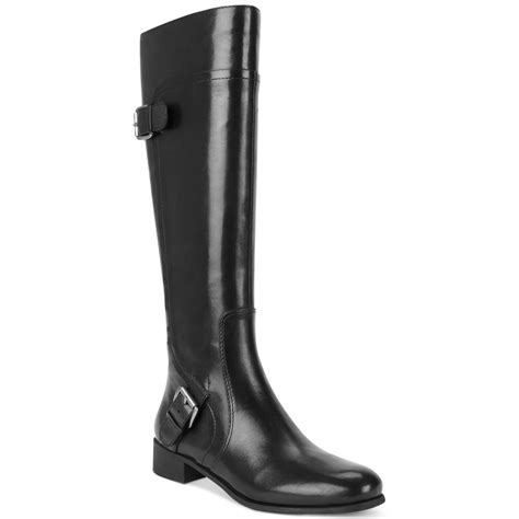 Nine West Sookie Wide Calf Riding Boots in Black | Lyst