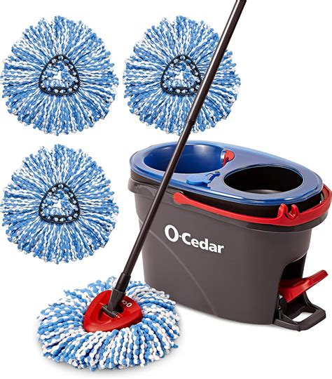 Buy O-Cedar EasyWring RinseClean Microfiber Spin Mop & Bucket Floor Cleaning System with 3 Extra ...