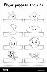 Finger puppets Coloring Page For Kids Vector Illustration Stock  sketch template