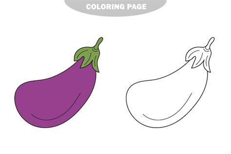 Premium Vector | Simple coloring page eggplant the coloring book for kids