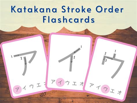 Japanese Katakana Stroke Order Flashcards Printable - Etsy