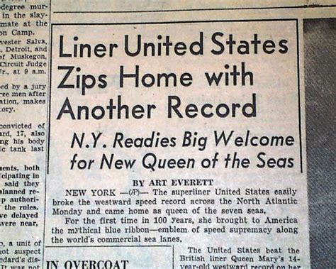 SS United States ocean liner speed record... - RareNewspapers.com