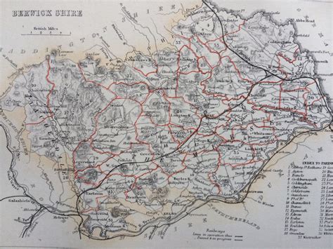 1870 BERWICKSHIRE original antique map showing railways | Etsy | Antique map, Map, Scotland map