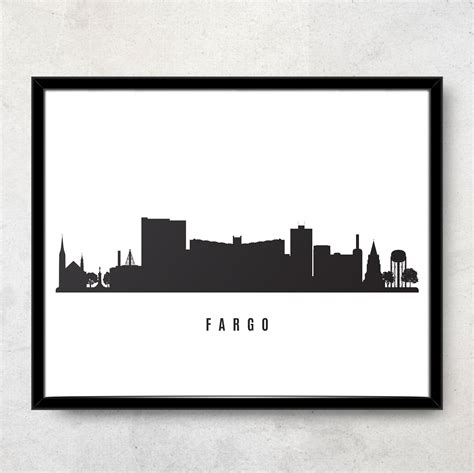 Fargo Skyline Printable Fargo Black White Wall Art Fargo | Etsy