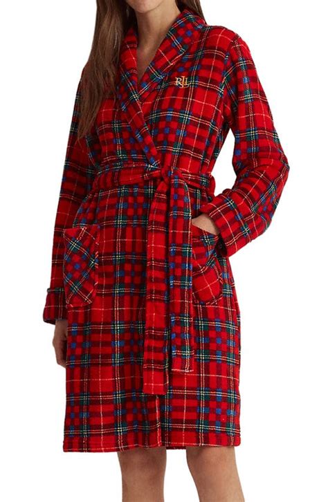 Lauren Ralph Lauren Lrl Recycled Polyester Robe In 644 Red Plaid | ModeSens