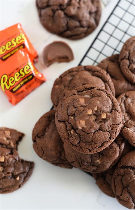 Chocolate Reese's Peanut Butter Cup Cookies - Crazy Little Projects