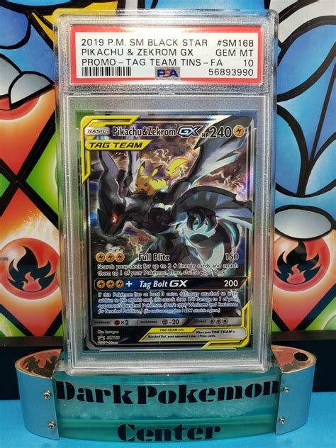 Mavin | Pokemon Pikachu & Zekrom GX SM168 PSA 10 GEM MINT Tag Team Tin BSP Ships Fast!!!