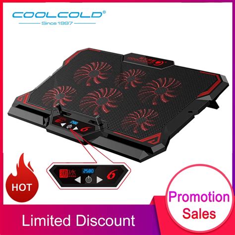 【2021 NEW】Gaming Laptop Cooler Six Fan Led Screen Two USB Port 2600RPM ...