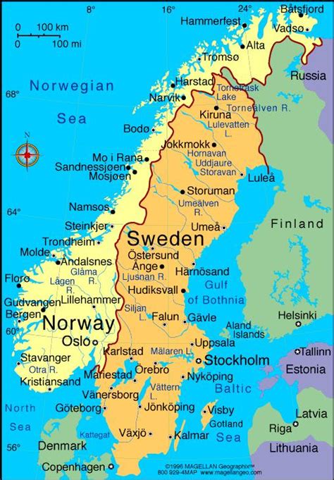 Swedish cities map - Map of Sweden cities (Northern Europe - Europe)