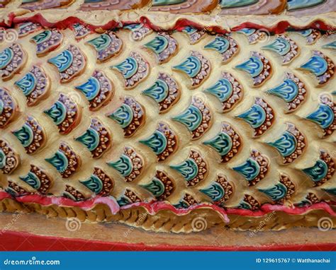 Close Up Traditional Naga Ceramic Scale Stucco Patterns in Thai Stock Image - Image of temple ...