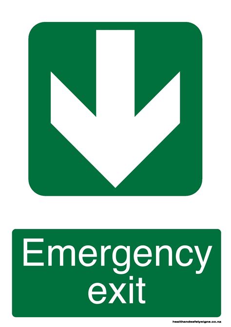 Emergency exit down green - Health and Safety Signs