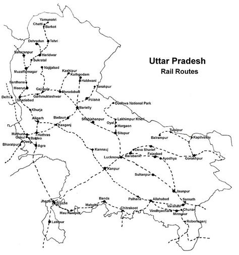 Rail Map Of Uttar Pradesh | Tourist Map Of English