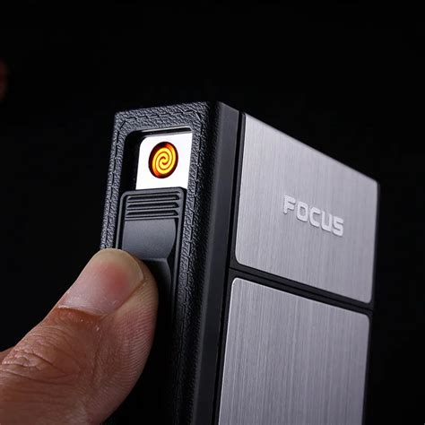 FOCUS Cigarette Case Box Lighter with Flameless Removable Electronic ...