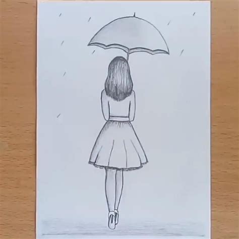 How to draw a girl with umbrella pencil sketch step by step | Girl drawing sketches, Art ...